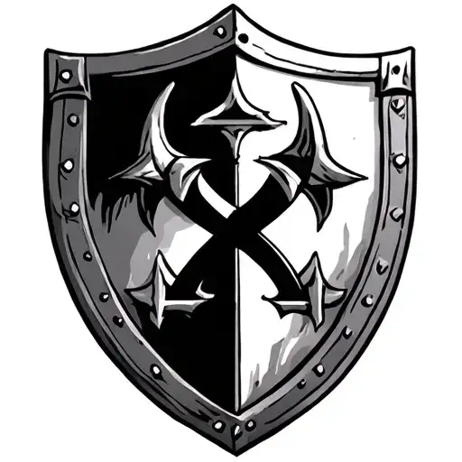 Crusader cross of Jerusalem shield adorned tattoo design idea