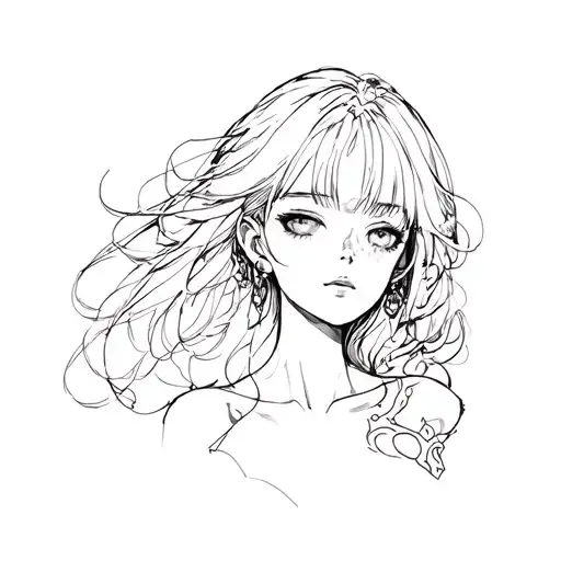 topless anime tattoo design idea