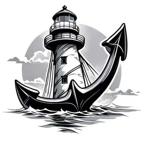 Lighthouse Anchor tattoo design idea