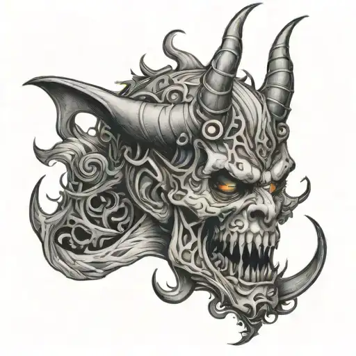 devil in a sea of corpses  tattoo design idea
