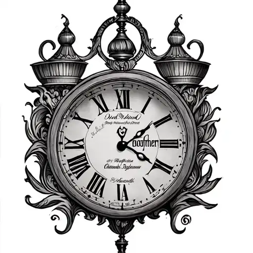 godfather clocks with my grandmas name on top and her death date and grandpas name and death date on bottom  tattoo design idea