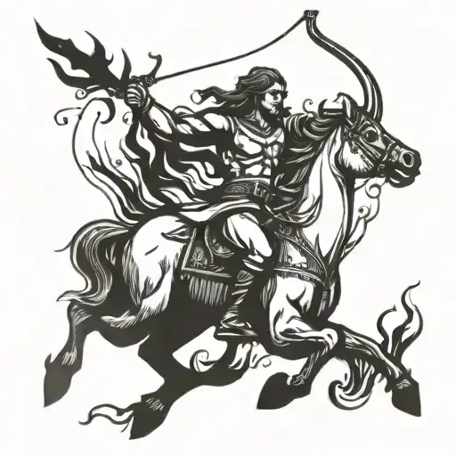 centaur Archer on fire  tattoo design idea
