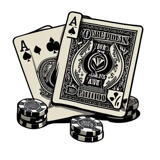 money and playing cards and billiards  tattoo design idea
