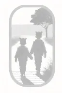 2 small brothers, holding hands one taller a bigger than the other the small one ears stick out tattoo design idea