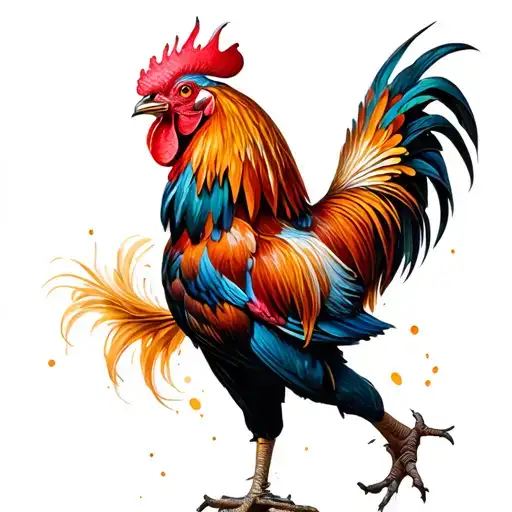 Rooster fighting tattoo design idea