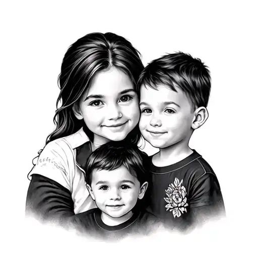 a matching tattoo for a mother and her 2 sons family  tattoo design idea