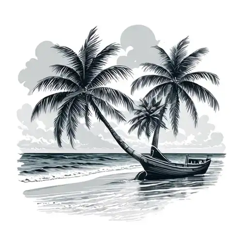 Caribbean beach tattoo design idea