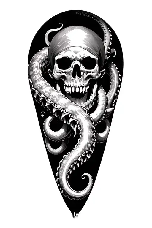 pirate vs kraken wrapping its tentacles tattoo design idea