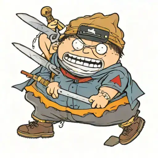 Eric cartman dressed as Michael Myers with a knife tattoo design idea