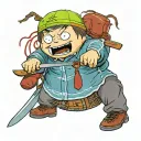 Eric cartman dressed as Michael Myers with a knife tattoo design idea