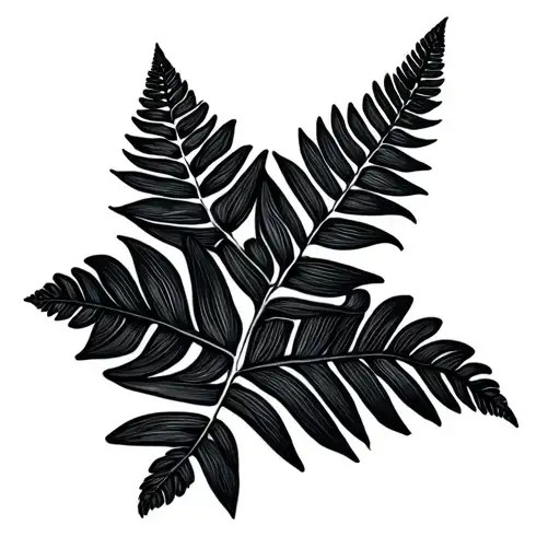 all black fern tattoo design idea
