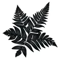 all black fern tattoo design idea