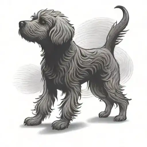 shadow of a dog, a bichon frise dog silhouette tattoo design idea