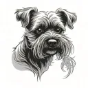 shadow of a dog, a bichon frise dog silhouette tattoo design idea