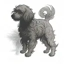 shadow of a dog, a bichon frise dog silhouette tattoo design idea