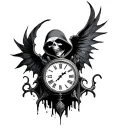 Grim Reaper With Clock with time waits for no one tattoo design idea