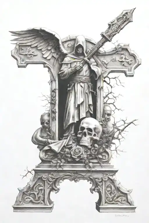 Templar cemetery tattoo design idea