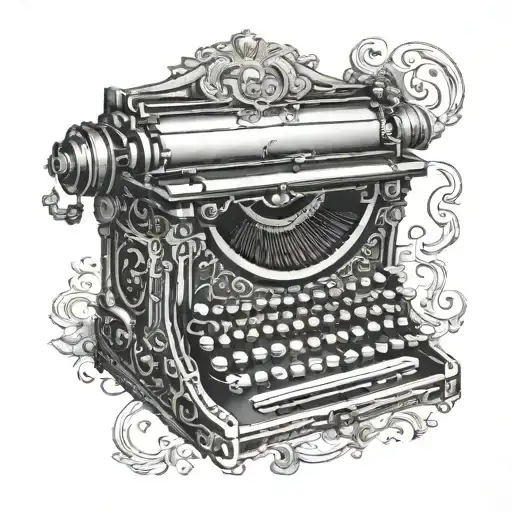 fantasy typewriter tattoo design idea