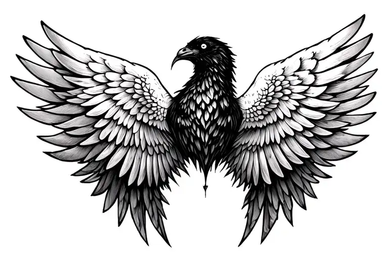 9 and wings spread tattoo design idea