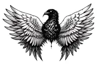 9 and wings spread tattoo design idea