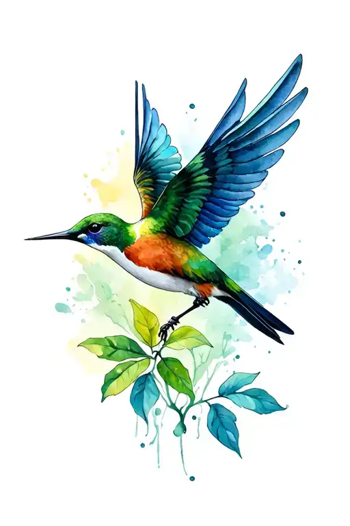 Ayahuasca Colibri Flying tattoo design idea