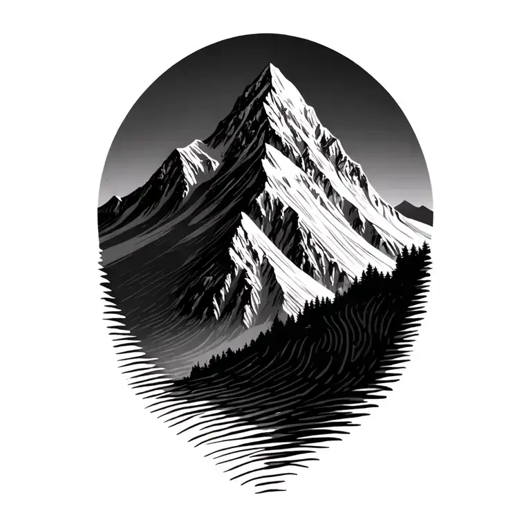 mountain range, minimal, fingerprint shading tattoo design idea