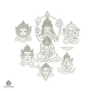 Kubera Shiva, Ganesha, Lakshmi, and Hanuman Surya, Saraswati, Vishnu, Dhanvantari and Krishna tattoo design idea