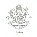 Kubera Shiva, Ganesha, Lakshmi, and Hanuman Surya, Saraswati, Vishnu, Dhanvantari and Krishna tattoo design idea