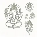 Kubera Shiva, Ganesha, Lakshmi, and Hanuman Surya, Saraswati, Vishnu, Dhanvantari and Krishna tattoo design idea