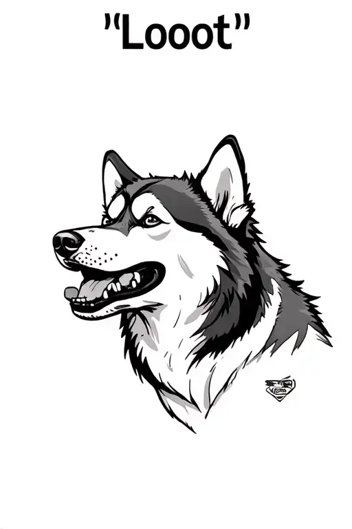 "Loot" "Loot" baby husky with missing front teeth tattoo design idea