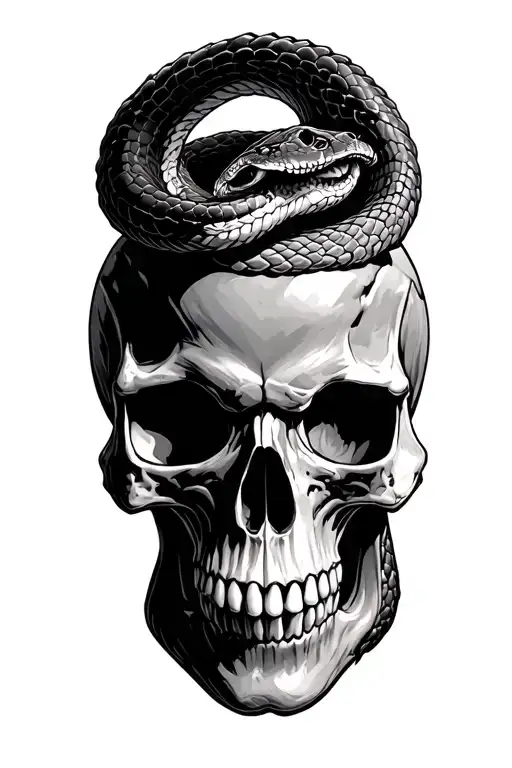 skull and viper tattoo design idea