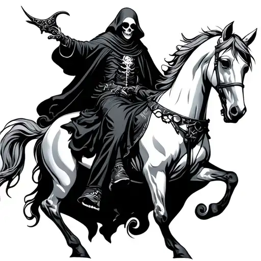Grim Reaper On white Horse tattoo design idea