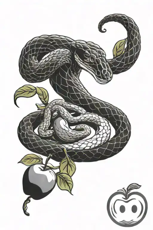 cobra snake Adam and Eve eating the apple tattoo design idea