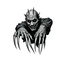 Freddy Krueger scary showing claws All black tattoo design idea