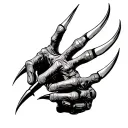 Freddy Krueger scary showing claws All black tattoo design idea