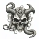 baphomet skull and snake tattoo design idea