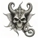 baphomet skull and snake tattoo design idea