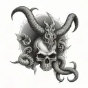 baphomet skull and snake tattoo design idea