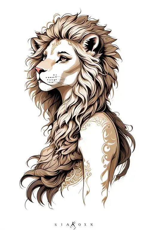spinx lions body Beautiful womans face for a leo/virgo cusp man tattoo design idea