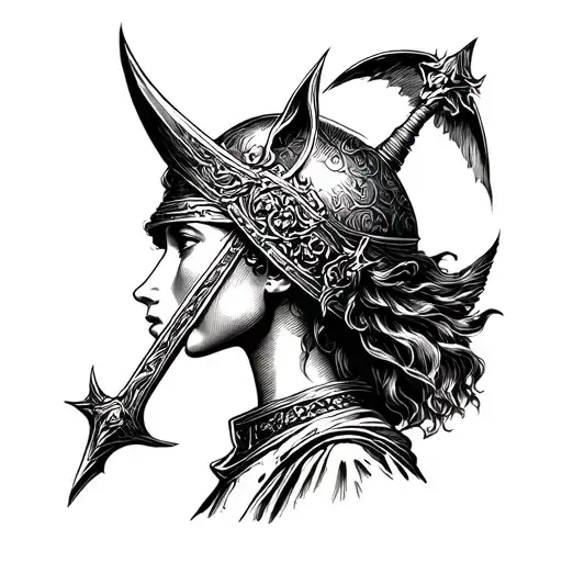 joan of arc style engraving tattoo style tattoo design idea