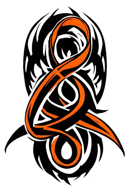 kidney cancer orange ribbon intertwined with strength symbol  tattoo design idea