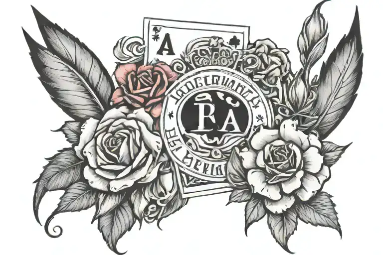 loteria cards and flowers tattoo design idea