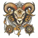 ram and moral compass tattoo design idea