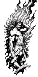 chicano style Prometheus stealing fire tattoo design idea