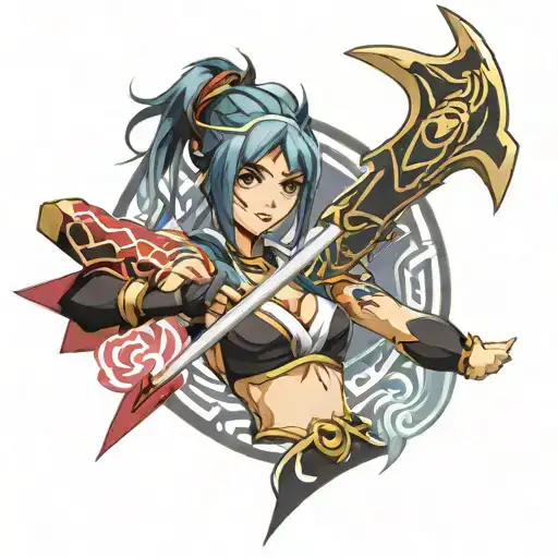 akali weapon tattoo design idea