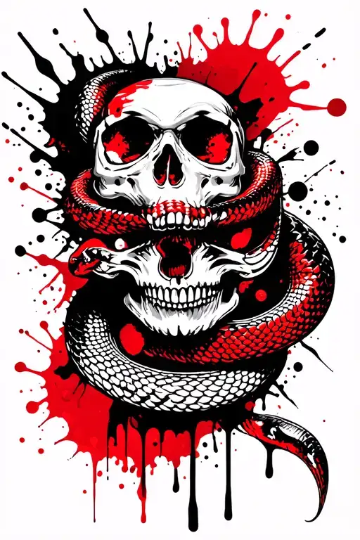 Snake and skull tattoo design idea