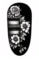 stack of books behind a half sleeve of flowers tattoo design idea
