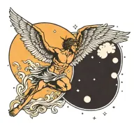 Icarus falling from the sky tattoo design idea