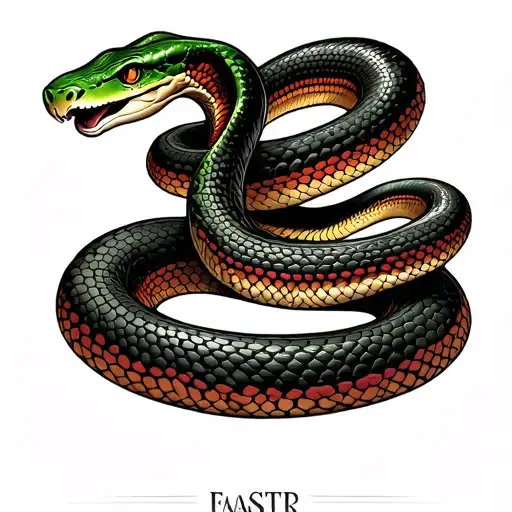 green, black, red, brown snake tattoo tattoo design idea