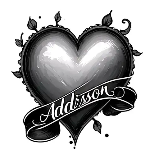 fine line heart including name Addison  tattoo design idea